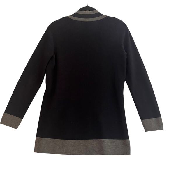 Talbots Merino Wool Open Cardigan Sweater Womens Small Petite Navy Grey Nautical - Picture 6 of 12